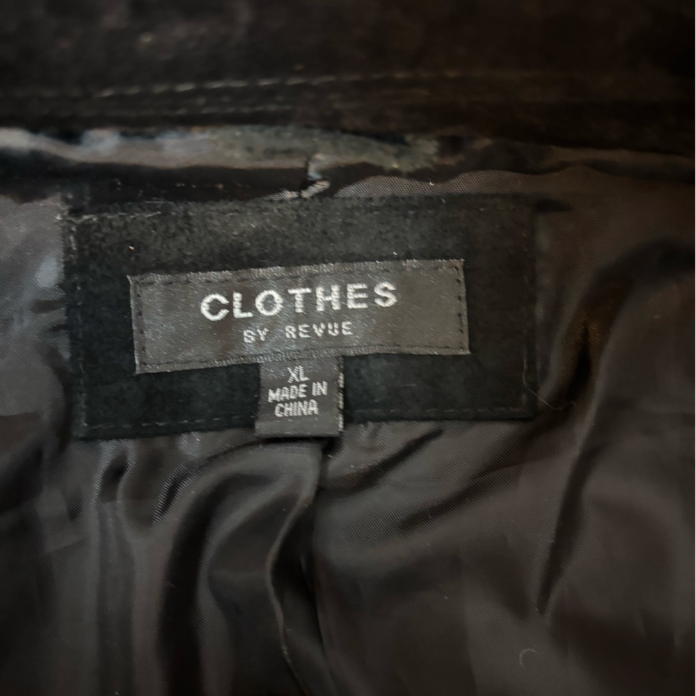 Clothes By Revue Elegant Black Suede Leather Coat Knit Sleeves with Belt Vintage - Picture 6 of 10